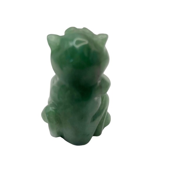 Set of 2 Polished Stone Bear Dog Figurines Sitting Green Mini Size 2 in Tall - Picture 4 of 12